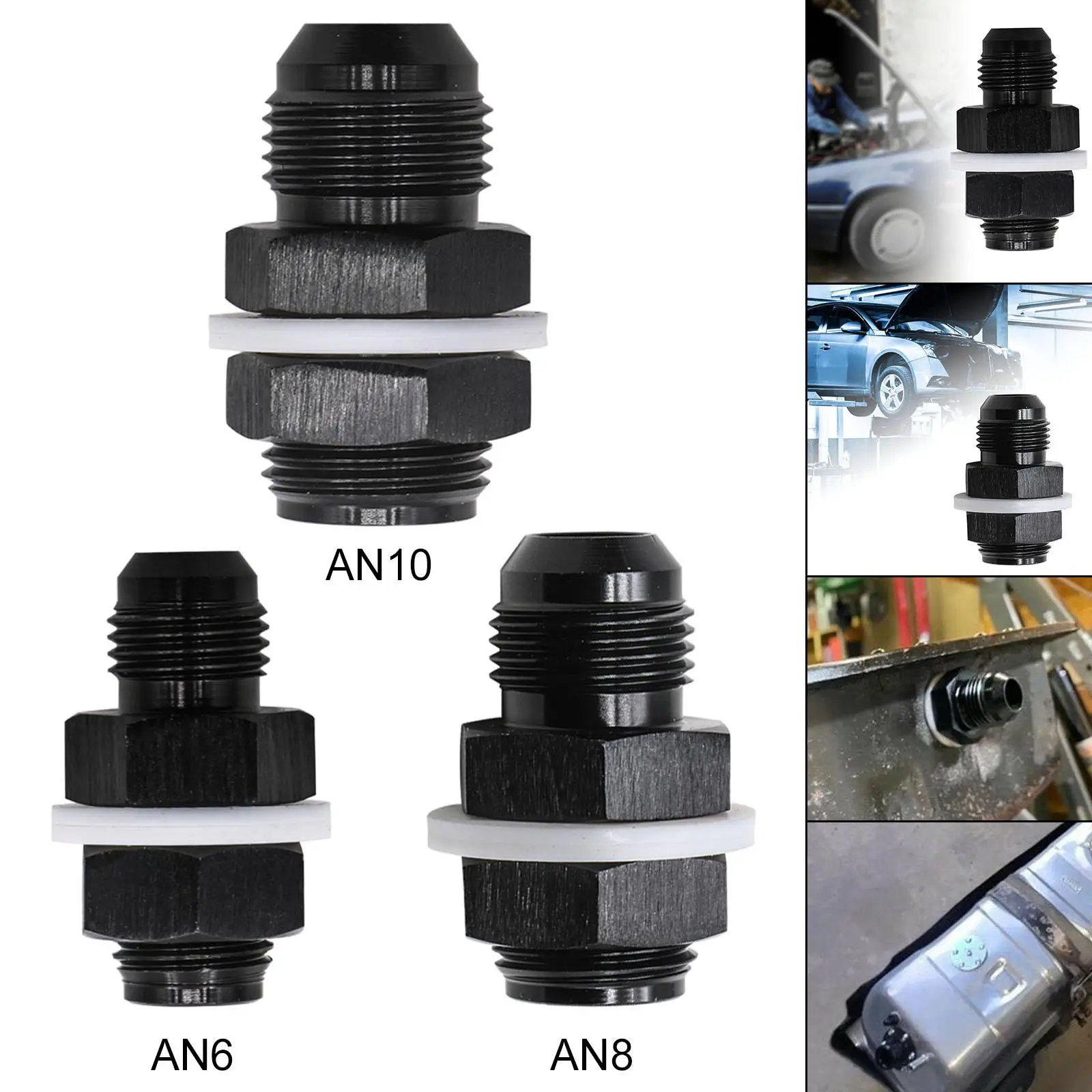 Топливный адаптер с шайбой из ПТФЭ алюминиевый черный универсальный фиксирующей