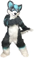 long fur plush husky fox dog mascot costume unisex cosplay carnival fursuit