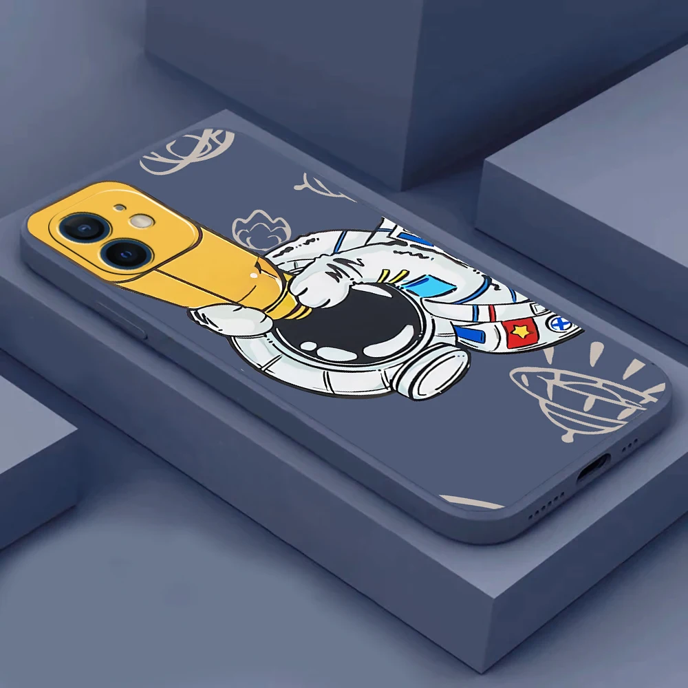 astronaut funny cartoon phone case for iphone 11 13 pro max 12 x xs xr xsmax se2020 8 8plus 7 7plus 6 6s plus hot silicone cover free global shipping