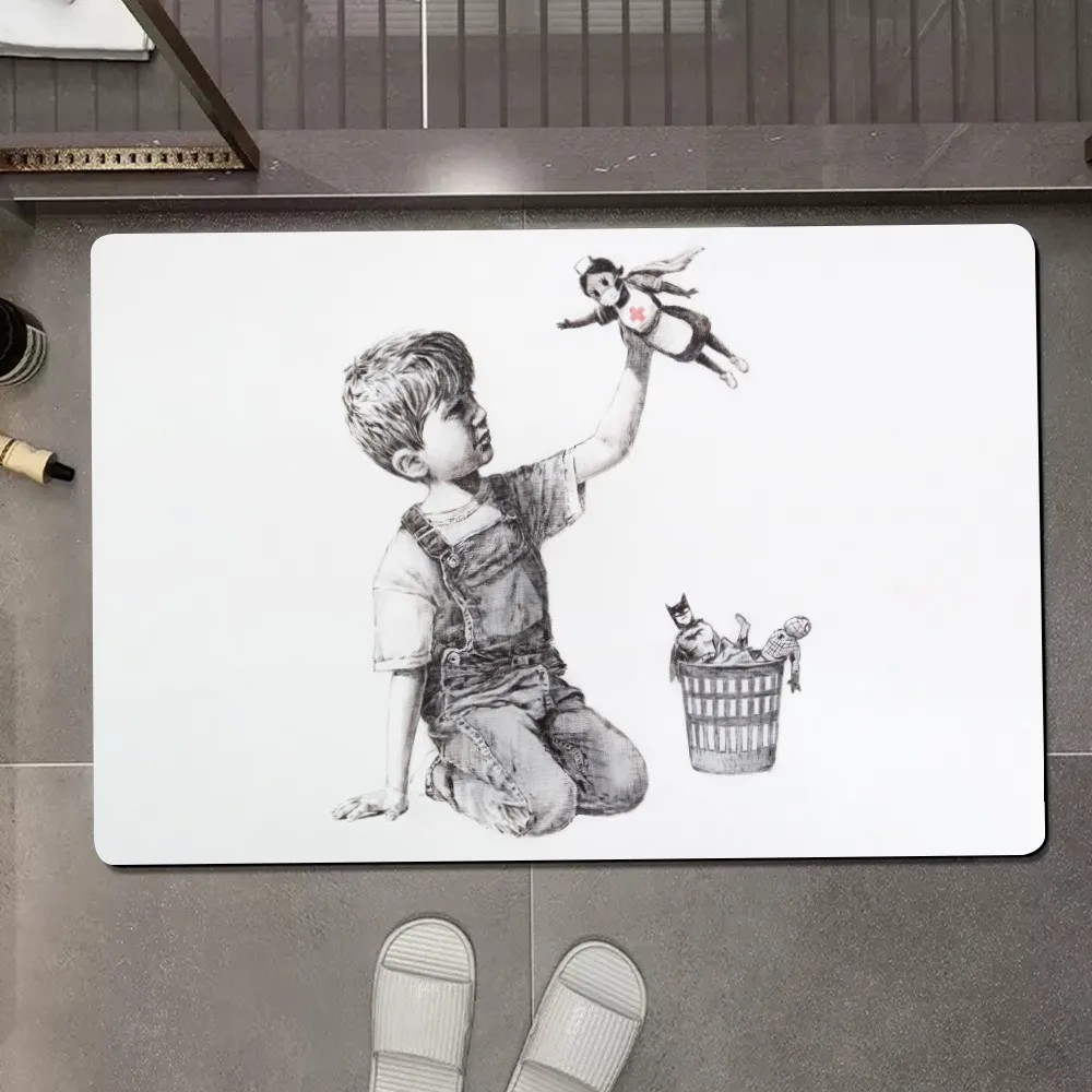 Бэнкси Девушка с воздушным шаром Художественный напольный коврик