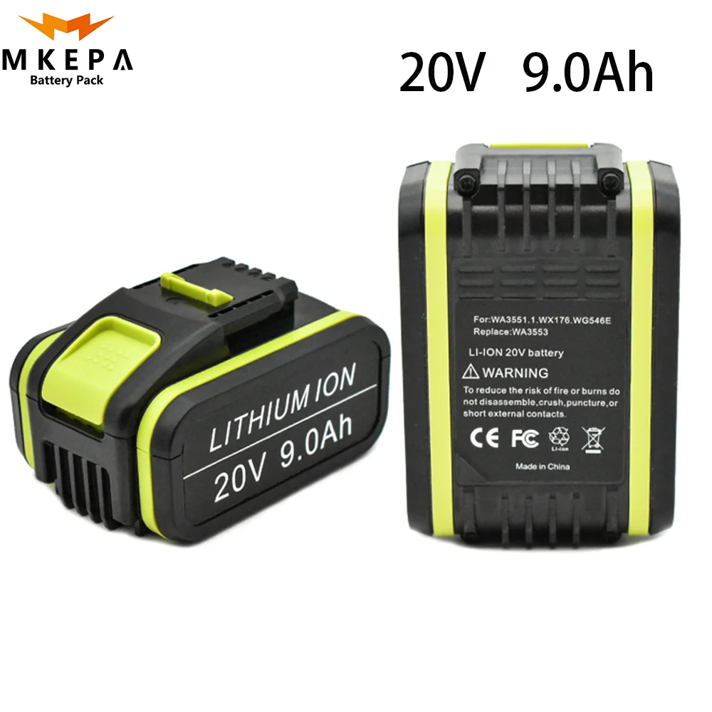 

20В 9000 мА · ч 교체 체 worwor배배배배배배배wa3551 WA3551.1 WA3553 WA3641 WX373 WX390 충전배배배배배구 구
