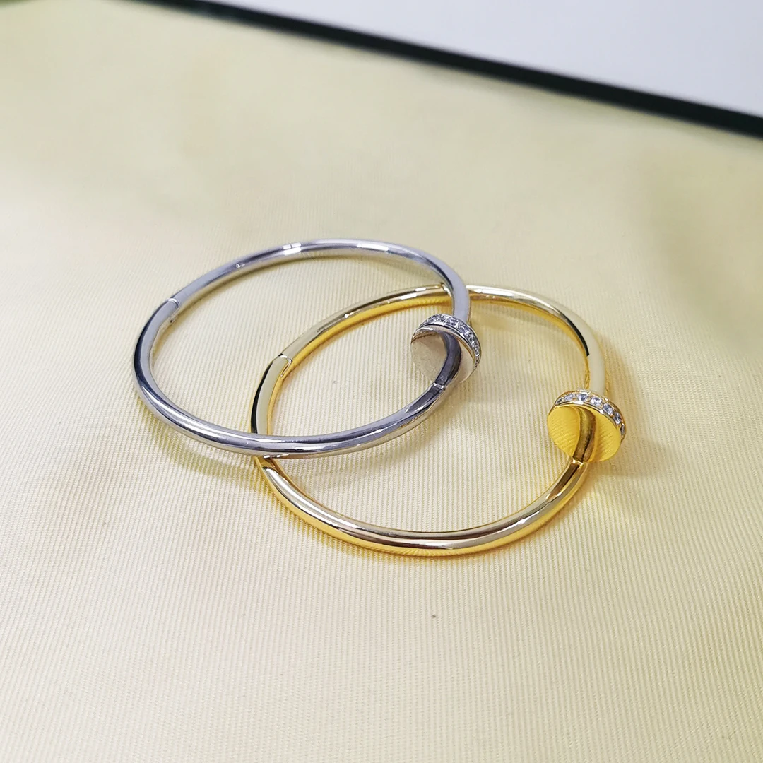 

Luxury Designer Jewelry Fashion Women Stainless Steel Nail Gold Bracelet Men bangles Couple Holiday Gift Free Shipping