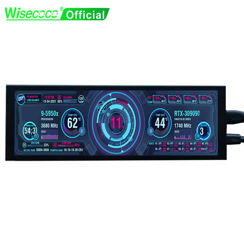 Wisecoco 7.9 Inch Mini Monitor PC Secondary Sub Portable Monitors Gaming 400x1280 Aida64 Display Ultra Wide Stretch Bar Screen