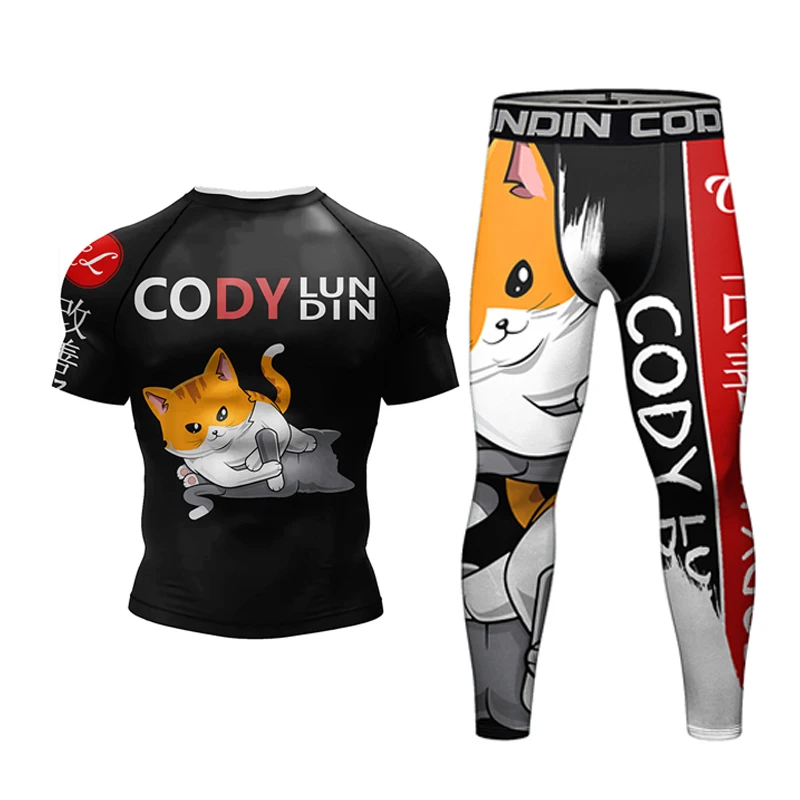 Новые Rashguard Jiu футболка с надписью Jitsu + мужские брюки для ММА бокса бразильского