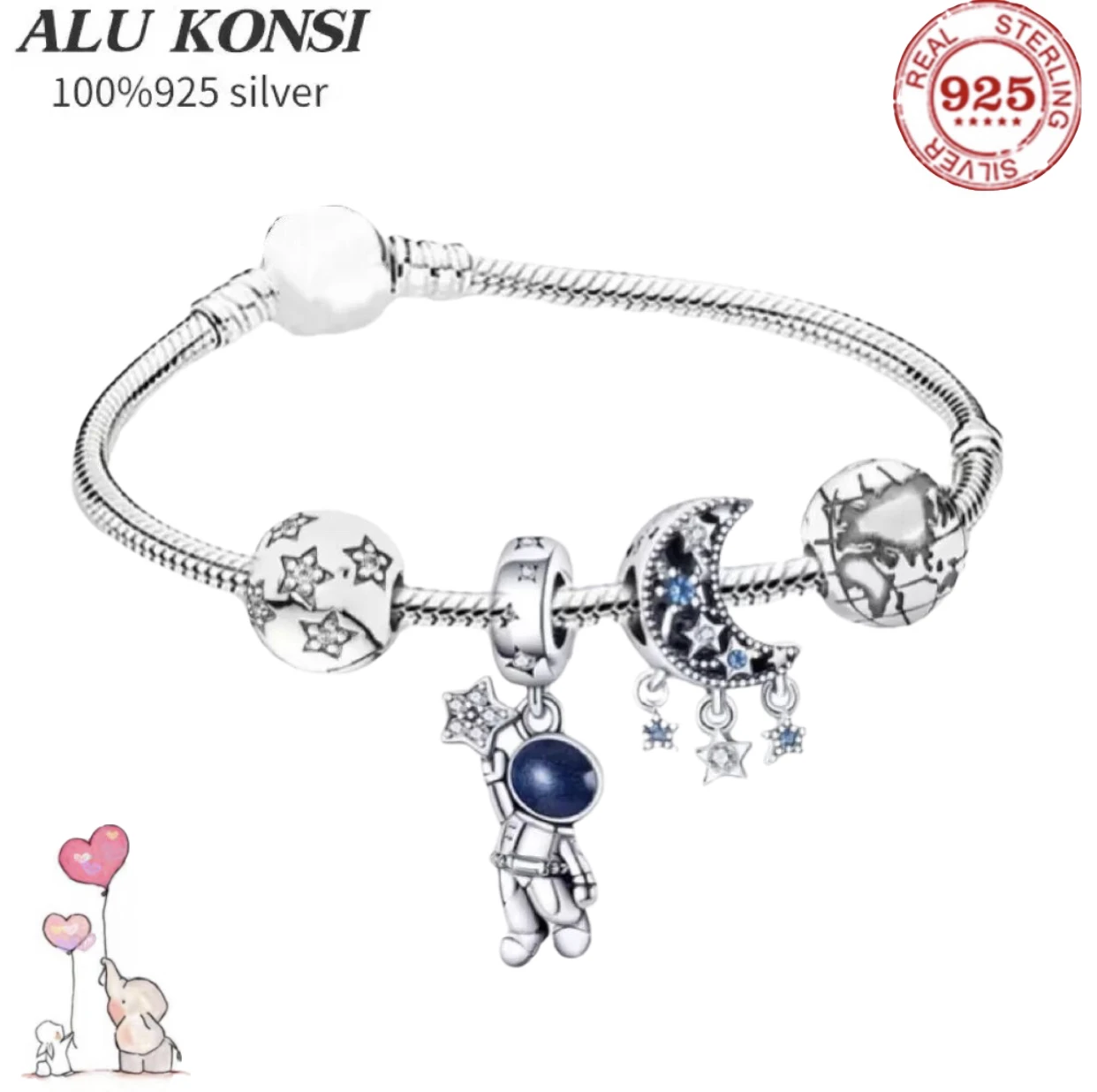 

100%925 Sterling silver European Fashion Charm Beaded Bracelet DIY Bangle For Women Couples Lover Original Gift Jewelry