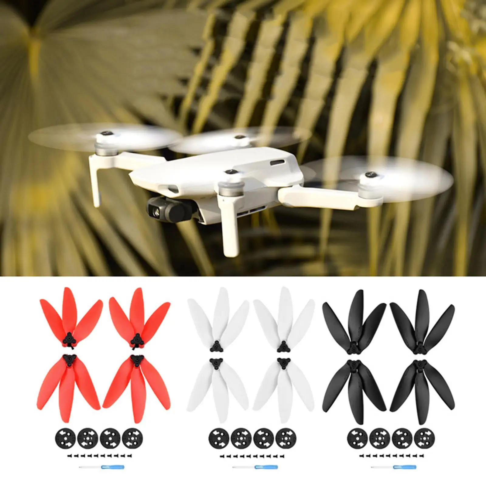 

4 Pieces Universal Propellers Paddle Blades Quick-Release for DJI Mini 1/2 Drone W/ 10 Pieces Screws Low Noise Well Balanced