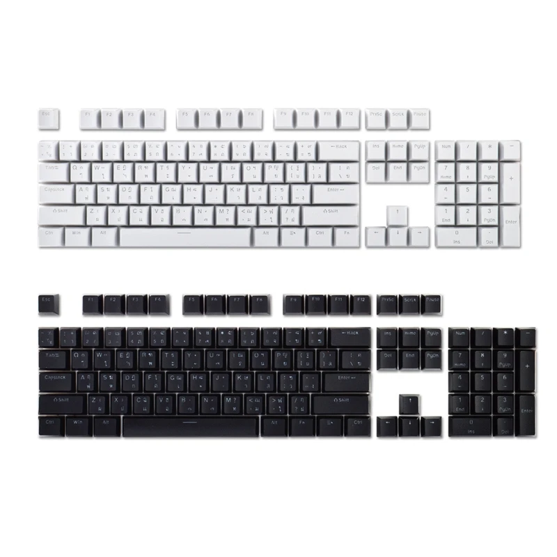 

Тайские полупрозрачные колпачки для клавиш, 104 символов, клавиатура PBT DYE SUB Cherry Height, черная/белая механическая клавиатура, Набор колпачков дл...