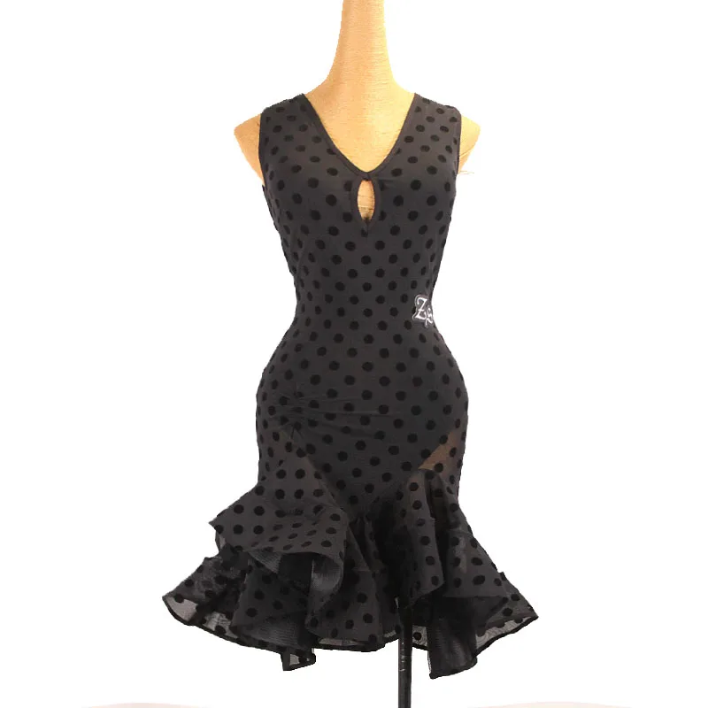 

Latin dance skirt women's performance ballroom Tango Cha Cha dance Latin dance skirt new sleeveless dance dress