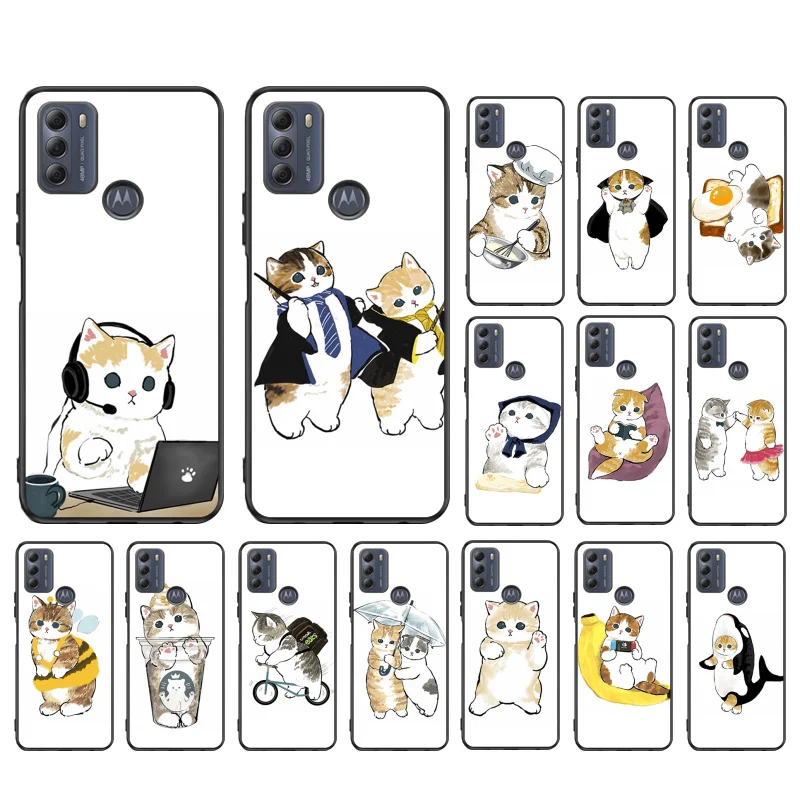 

Cartoon Cat Art Phone Case for Motorola Moto E7 Plus E32 E20 E40 Edge 20 Lite G22 G52 G20 G30 G100 G60 G50 G10 G Pure G Stylus