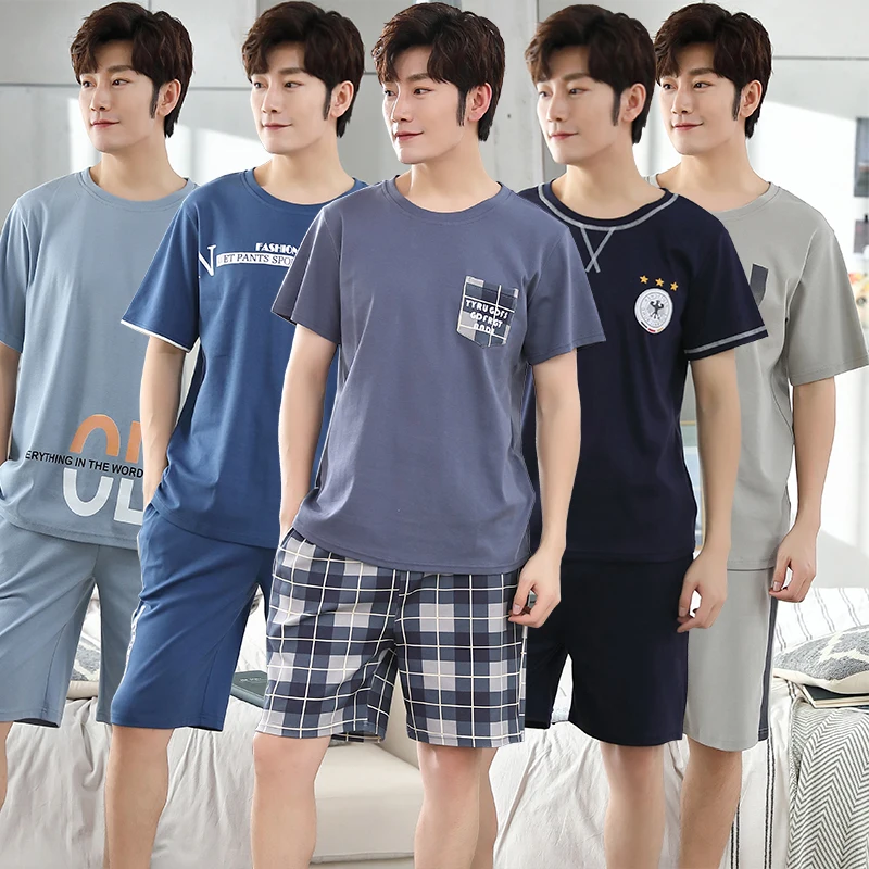 

2023 Summer Short Sleeve Modal Pajama Sets for Men High Quality Korean Loose Sleepwear Suit Pyjamas Male Homewear Lounge Clothes