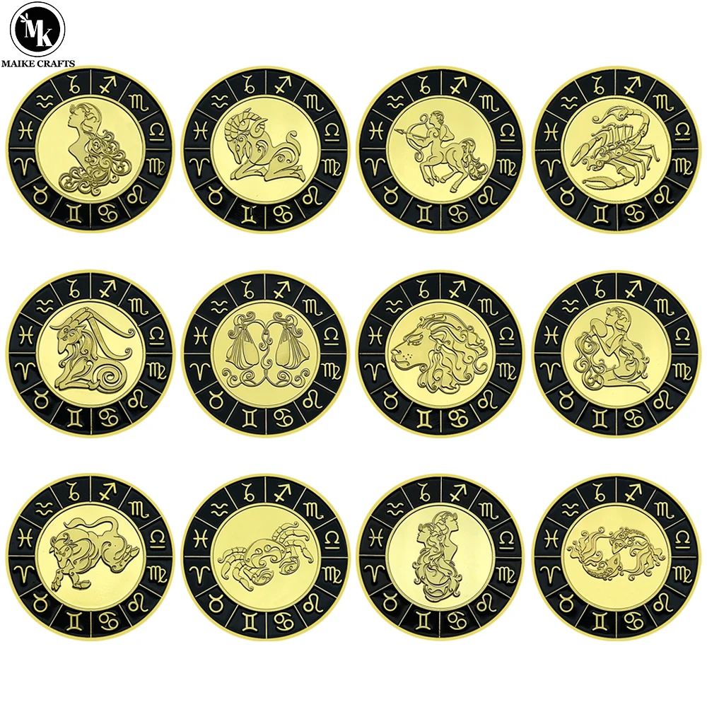 Памятная металлическая монета с 12 созвездиями