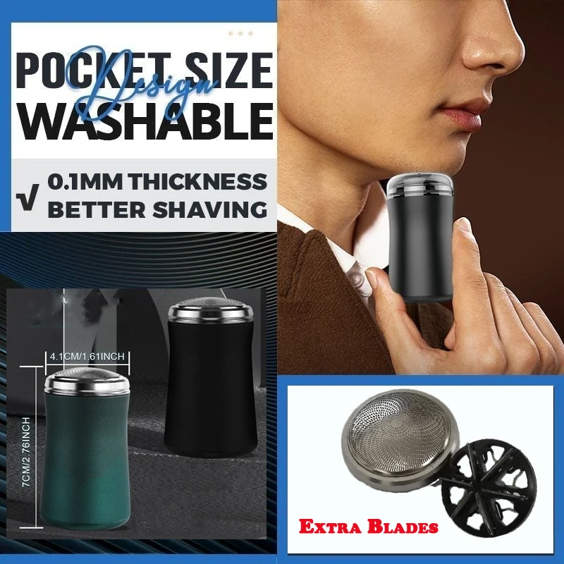 

Pocket Size Washable Electric Razor Men's Shaver Beard Trimmer Electric Shaver for Men Clipper Electric Razor with Extra Blades
