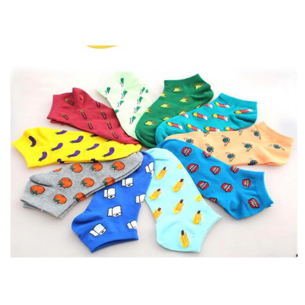 12pairs/lot! New Cute Women Girls Fruit Vegetable Printed Cotton Boat Socks Adult Ankle Short Cotton Socks wholesale