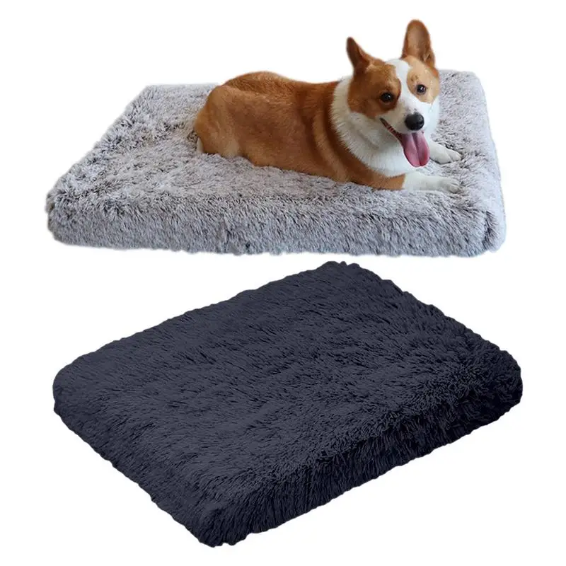 

Square Large Dog Bed Fluffy Cat Bed Long Plush Pet Sofa Mat Dogs House Kennel Winter Warm Sleeping Pets Supplies Calming Cushion