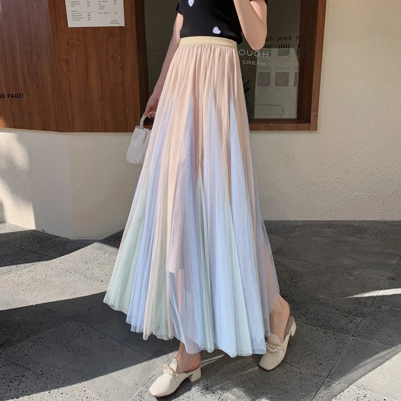 

Women Elegant Vintage High Waist Pleated Chic Long Korean Streetwear Basic Trendy Bohemian Patchwork Lace Party Club Girl Skirt