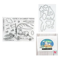 easter new 2022 metal cutting dies for paper making clear stamps bunnies carrot car scrapbooking embossing frame card set