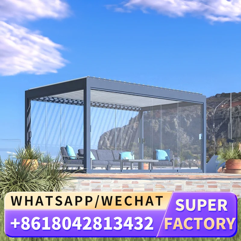 Ручная Жалюзийная алюминиевая беседка современного дизайна с регулируемой