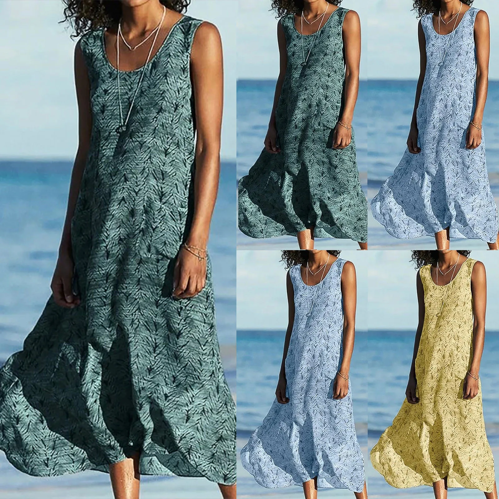 

Женское модное крутое повседневное пляжное элегантное платье-трапеция с цветочным принтом