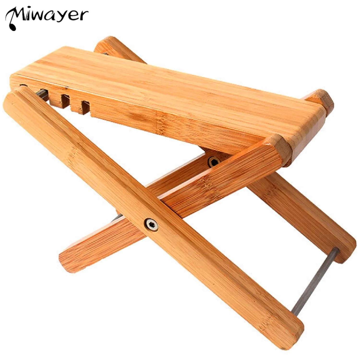 

Miwayer Bamboo 4 Gears Adjustable Upscale Guitar Foot Rest Non-Slip Foot Stool Foldable Footrest from 4.5" up to 8‘’