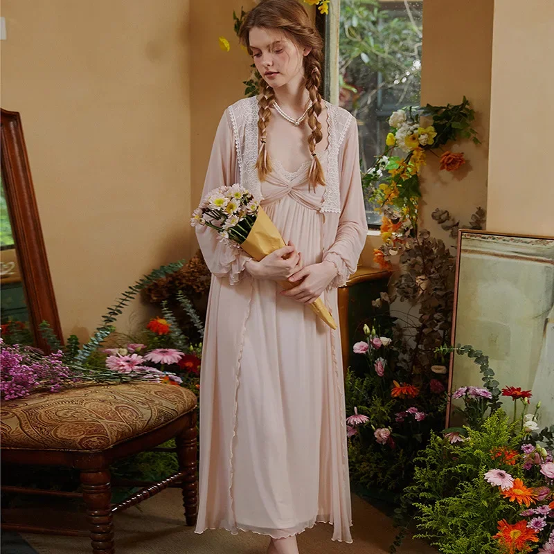 Осенне-зимняя одежда для сна пеньюар ночная рубашка женская сексуальная и халат