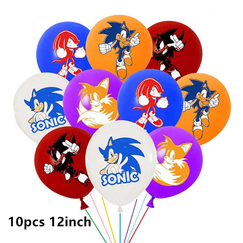 Праздвечерние чные воздушные шары синие с изображением героя ежика баннер на