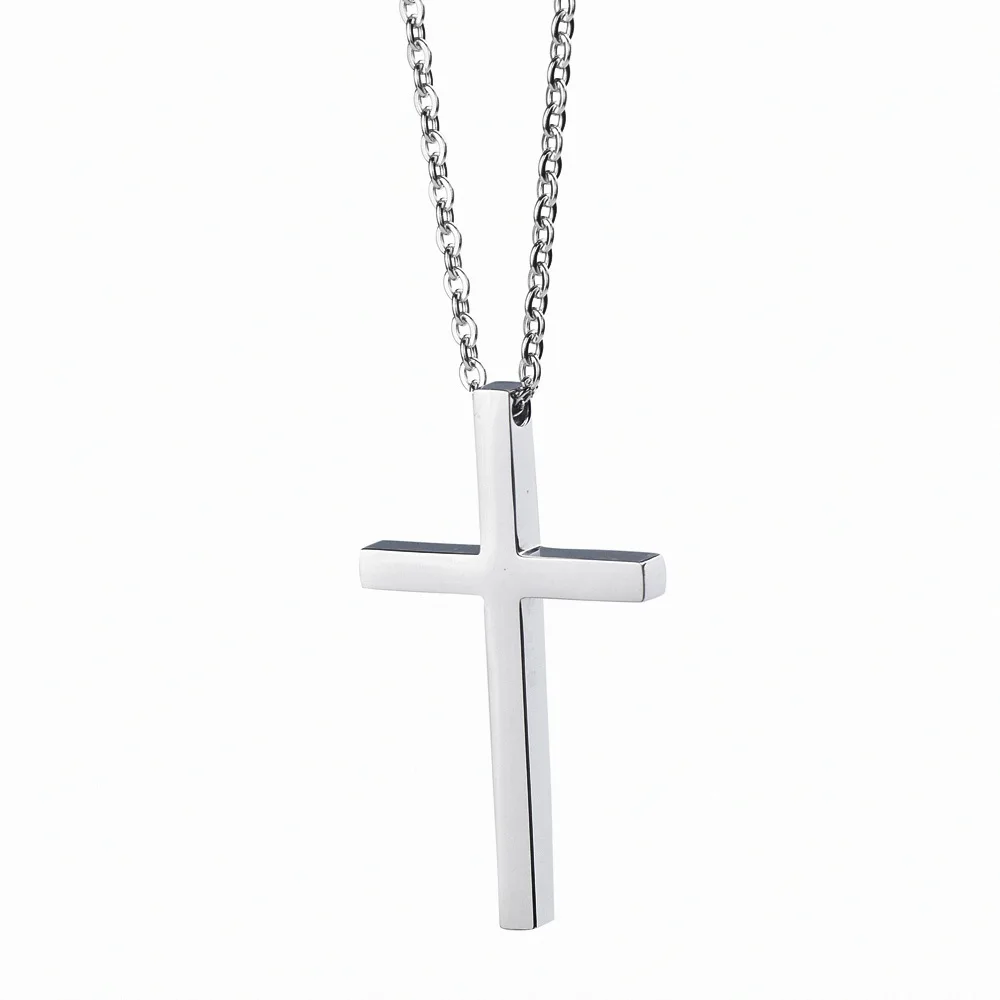 

Cross Pendant Necklace for Men Women Silver Color Charm Stainless Steel Link Chain Necklace Minimalist Hip Hop Fashion Jewelry