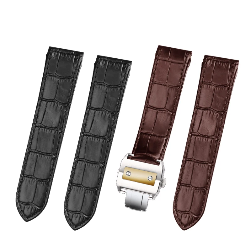 Leather watch strap suitable for cartier Santos Santos 100 men's and women's leather strap 20mm 23mm