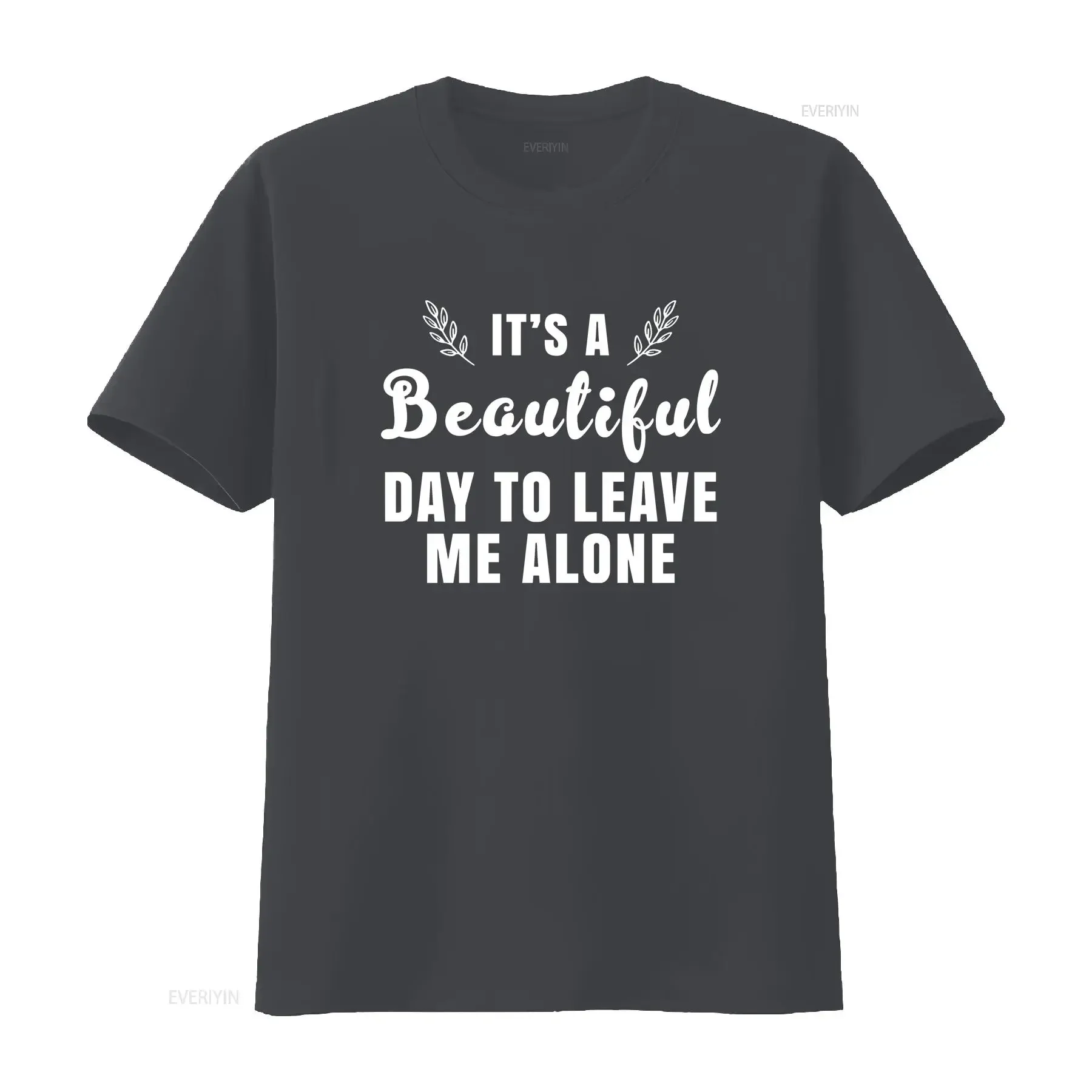Фото Мужская футболка с надписью «It's A Beautiful Day To Leave Me Alone», винтажная, с эффектом потертости, для повседневной носки, с забавным графическим принтом. №4