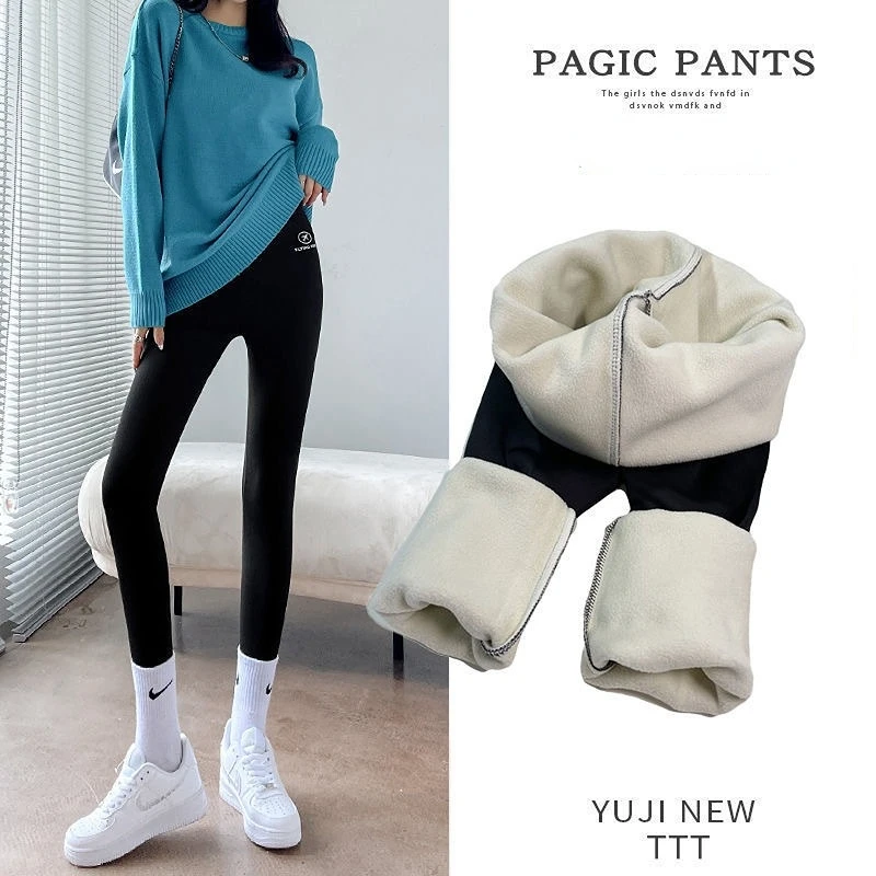 

Lamb's Fleece Shark Pants Female High Waist Belly Lifting Buttocks Flight Aircraft Pants Bottoming Pants