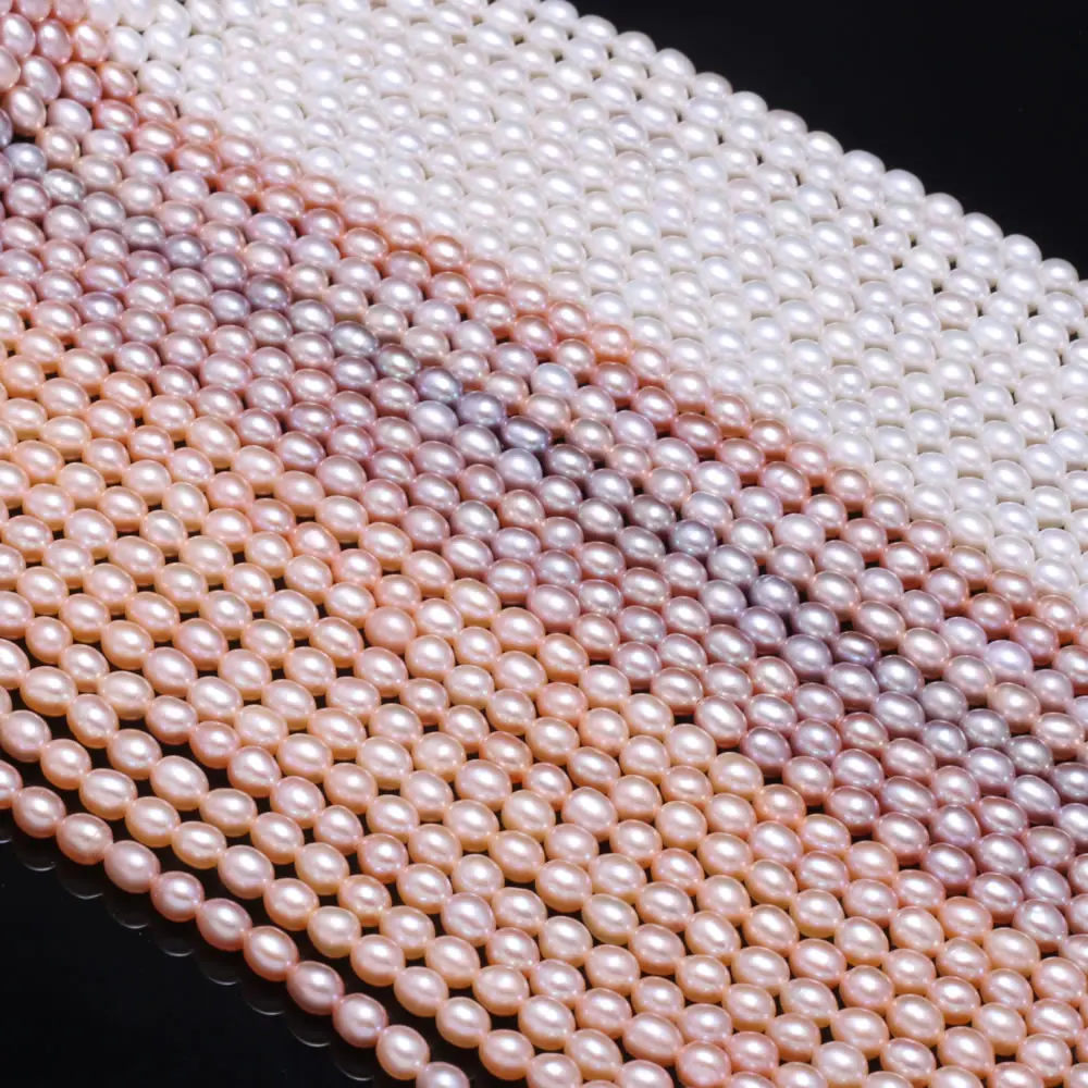 

AAANatural Freshwater Pearl White Orange Pink Rice Bead 4-5mm For Jewelry MakingDIY Necklace Bracelet Accessories Charm Gift36CM