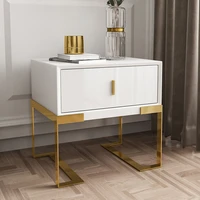 5italian light luxury rock board bedside table baking paint solid wood ins white simple modern nordic bedroom bedside table