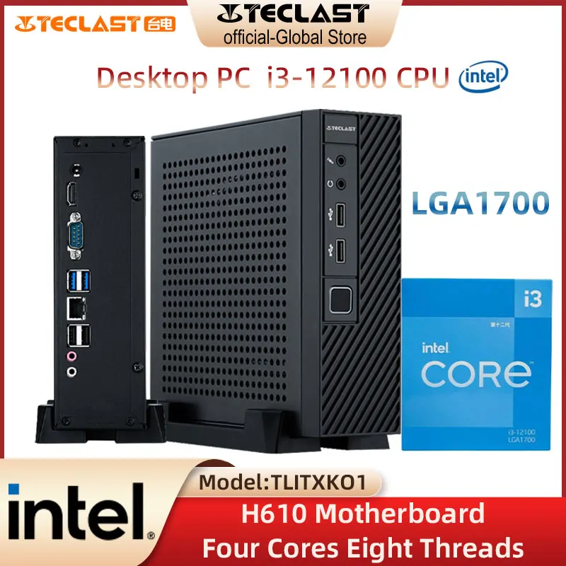 Настольный ПК Teclast H610 процессор Intel I3-12100 8 Гб DDR4 M.2 NVME 2280 256 SSD Windows 10 HDMI VGA изысканный