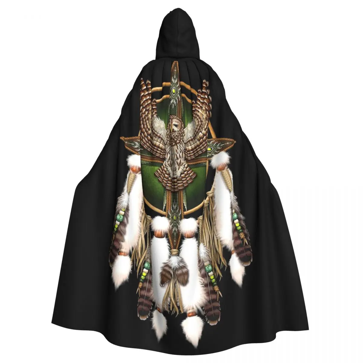 

Barred Owl Native American Mandala Hooded Cloak Halloween Party Cosplay Woman Men Adult Long Witchcraft Robe Hood