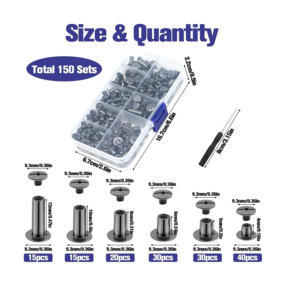 150 комплектов винтов Чикаго 6 размеров круглые плоские кожаные заклепки M5 Chicago