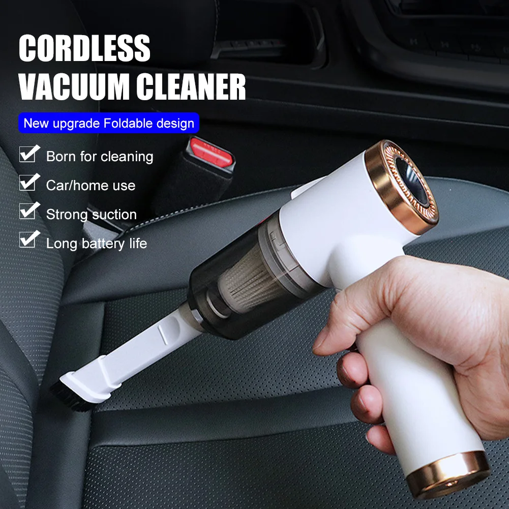 

120W Cordless Car Vacuum Cleaner 9000PA Suction Rechargeable Car Vacuum with LED Foldable Handle Mini Cleaning Tool for Car Home