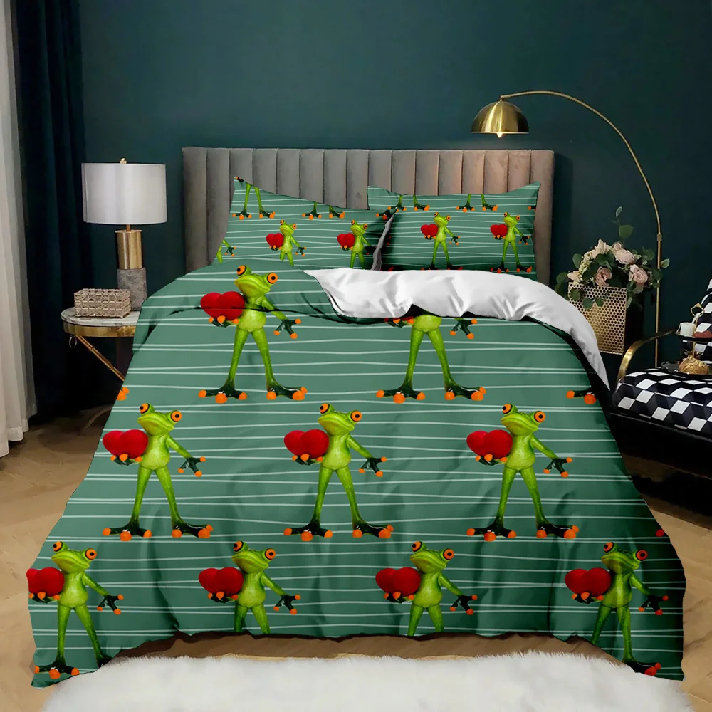 

Комплект пододеяльников в виде лягушки для рептилий, диких животных, яркий Чехол для подростков, взрослых, двойной, Королевский, большого ра...
