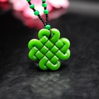 green jade chinese knot pendant necklace natural jadeite fashion jewelry double sided hollow carved charm amulet gifts women men