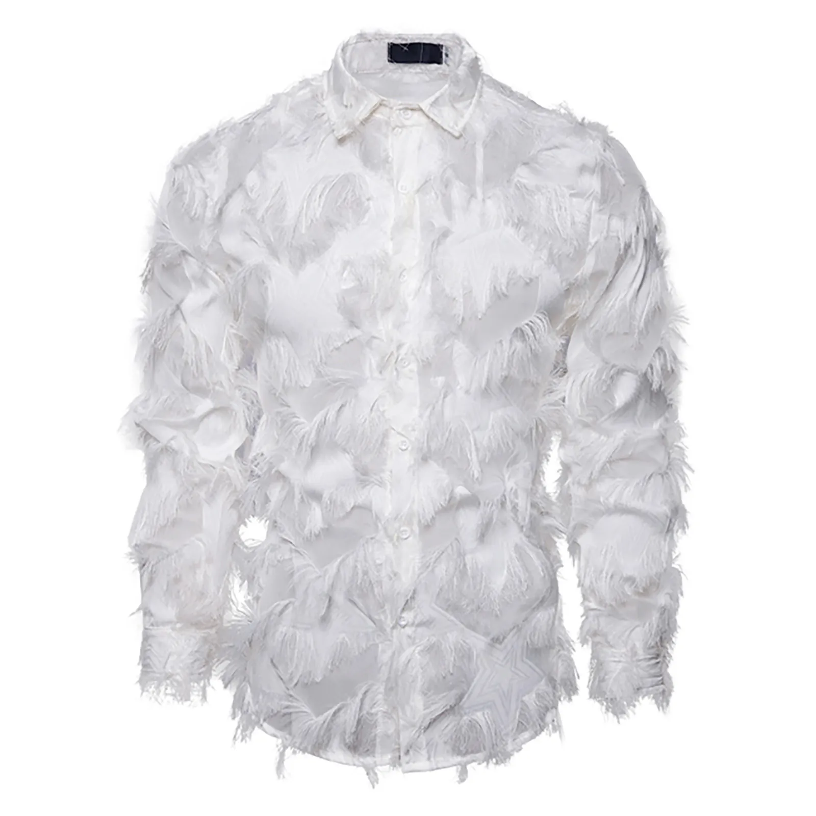 

Мужская модная трехмерная модель, одежда для сцены с длинным рукавом, однобортная Верхняя рубашка с отложным воротником, лоскутные рубашки