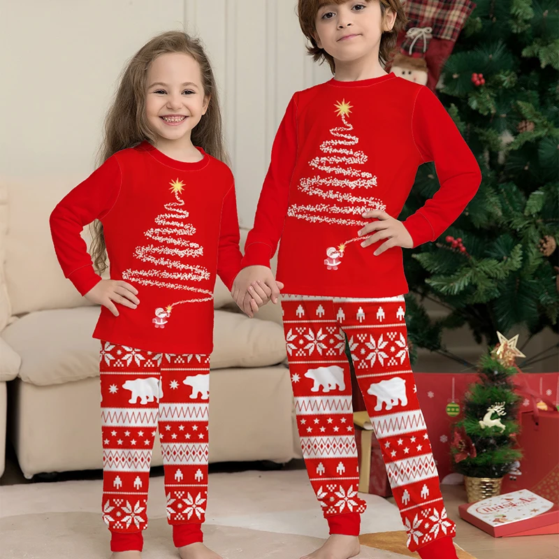 2022 Winter Family Matching Couples Christmas Pajamas Red Santa Mother Kids Clothes Christmas Pajamas For Family Clothing Set images - 6