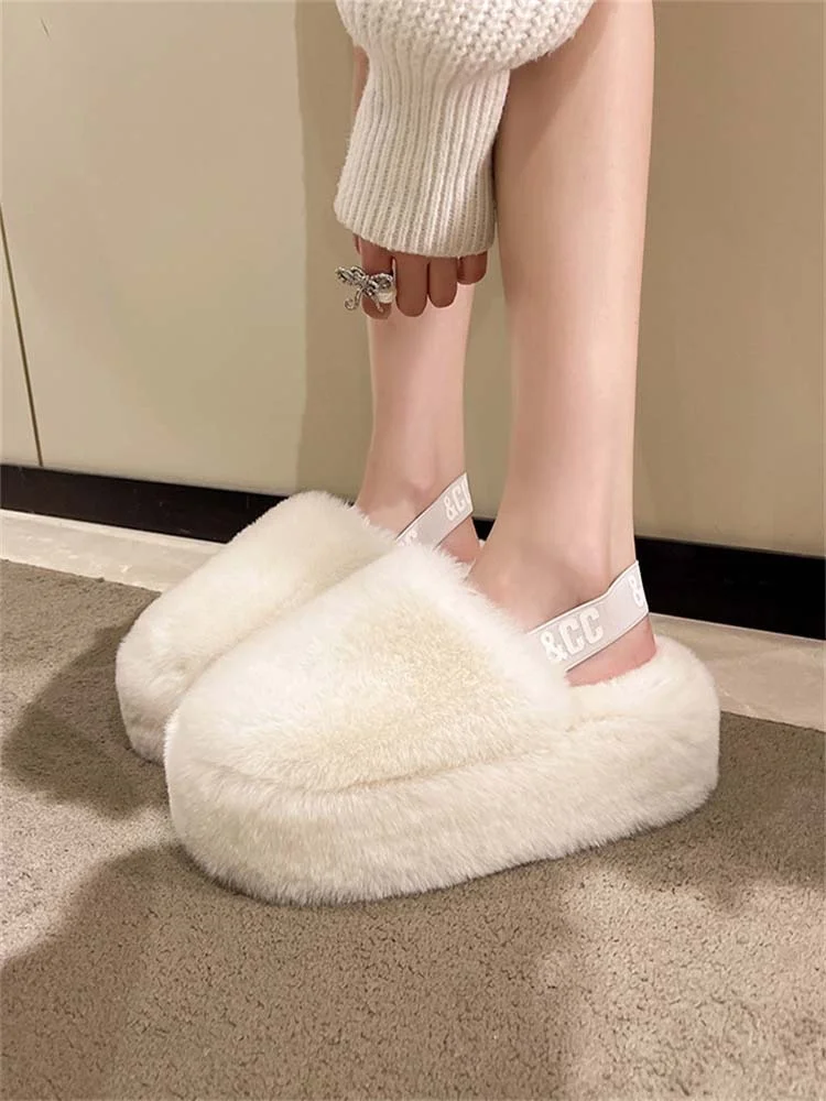 Baotou Half Slippers For Women In 2022, A New Type Of Lazy People, Wear Thick Soled Mink Wool Slippers For Women In Autumn And
