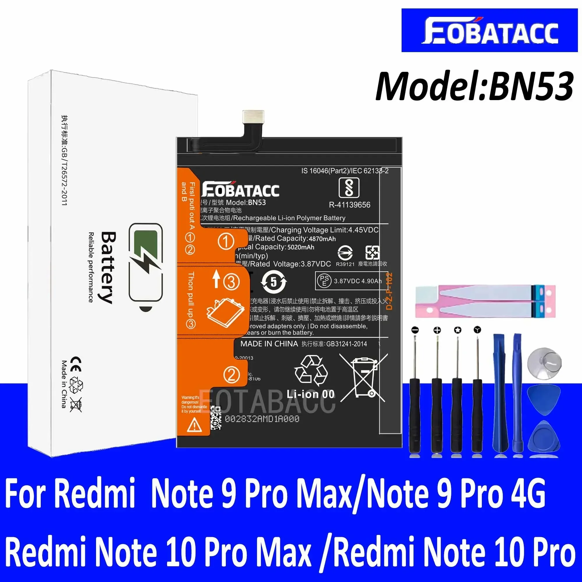 EOTABACC 100% новый оригинальный аккумулятор BN53 для XIAOMI REDMi Note 9 Pro Max/Note 4G/Redmi 10 Max +