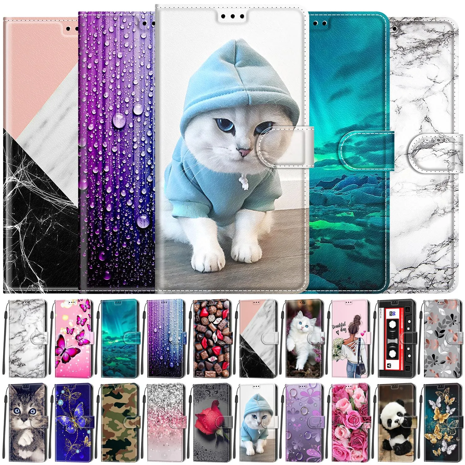 

Flip Wallet Case For Samsung Galaxy A23 A73 5G Case Leather Book Cover For Samsung Galaxy M23 M33 M53 F23 5G Fundas Cute Printed