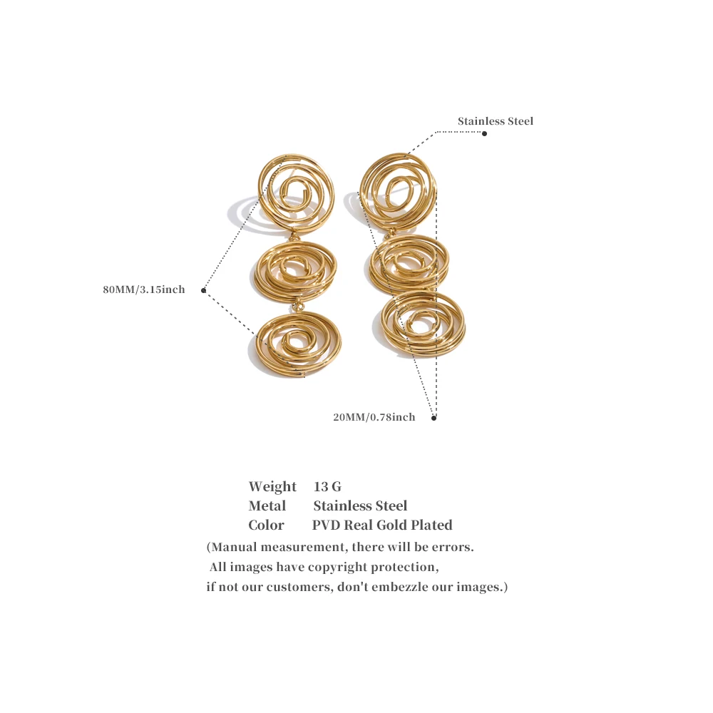 Женские длинные серьги-подвески из нержавеющей стали с защитой от ржавчины