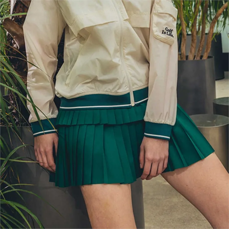 【Advance Sale】Golf ladies pleated skirt A-line Korean striped pleated skirt with shorts and skirt
