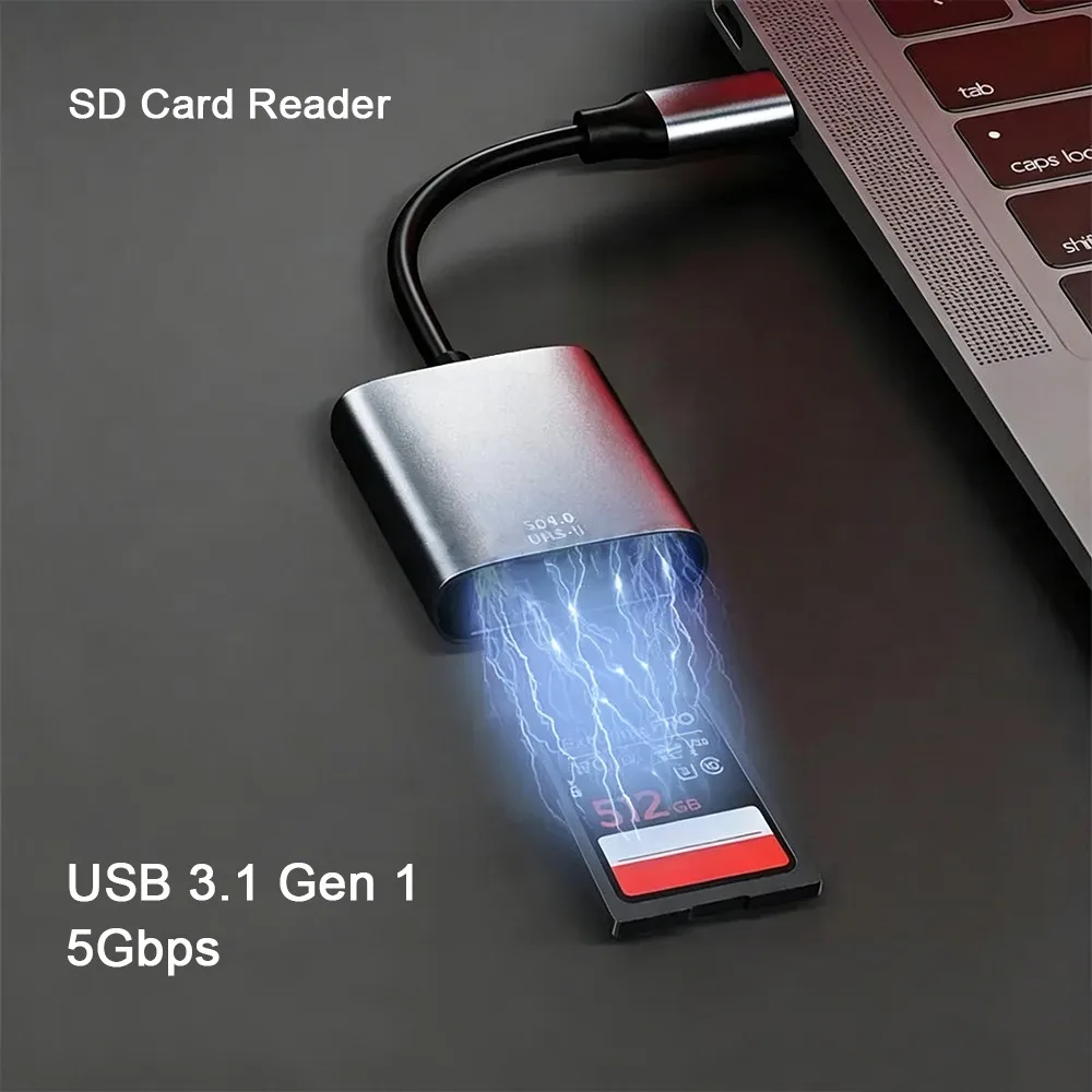 Фото USB-C UHS-II SD 4.0 Кардридер Type-C OTG Адаптер для карт памяти с поддержкой UHS-I SDHC SDXC для iPhone 15 16 17 MacBook Pro №2