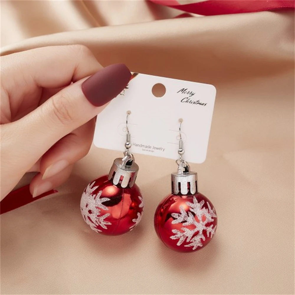 Fashion Resin Snowflake Star Light Ball Christmas Earrings For Women New Year Gifts Sequin Bulb Dangle Earrings Festival Jewelry