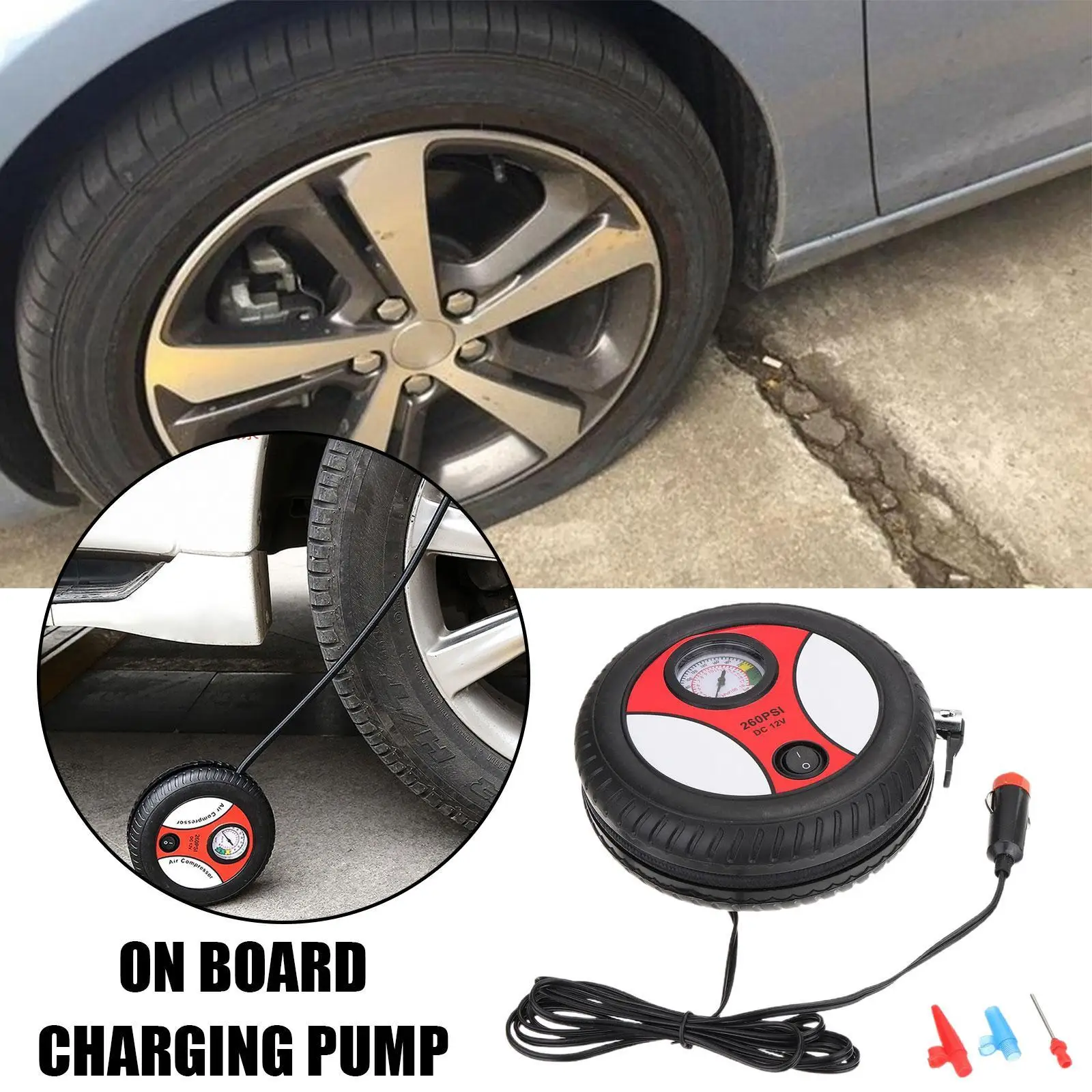 

Car Air Pump 260PSI DC 12V Mini Air Compressor Tyre Electric Mini Tire Inflator Air Compressor Car Auto Pump Automotive Tool