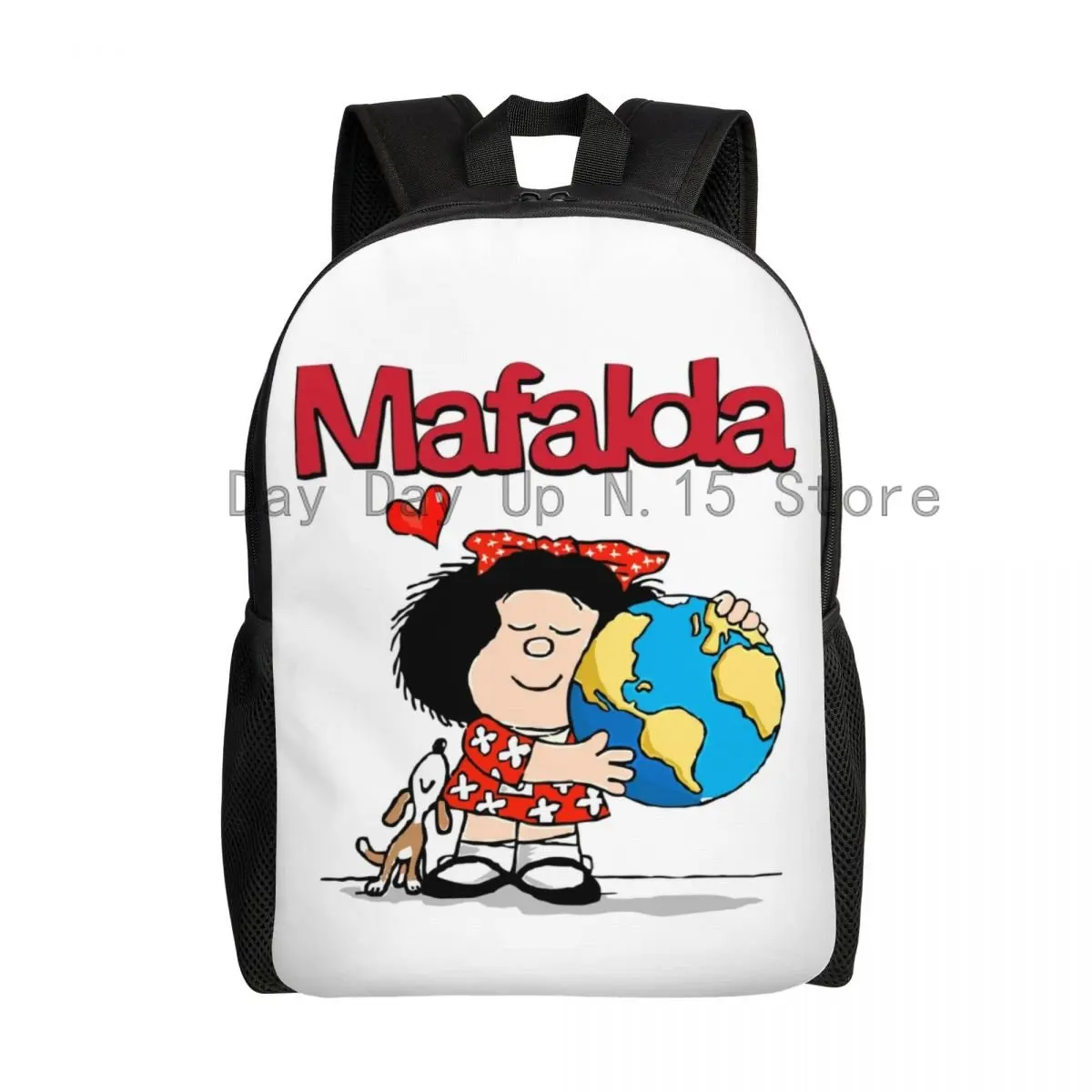 

Индивидуальный рюкзак Mafalda World для женщин и мужчин, повседневная сумка для книг для колледжа, школы, Quino, комиксные Мультяшные сумки
