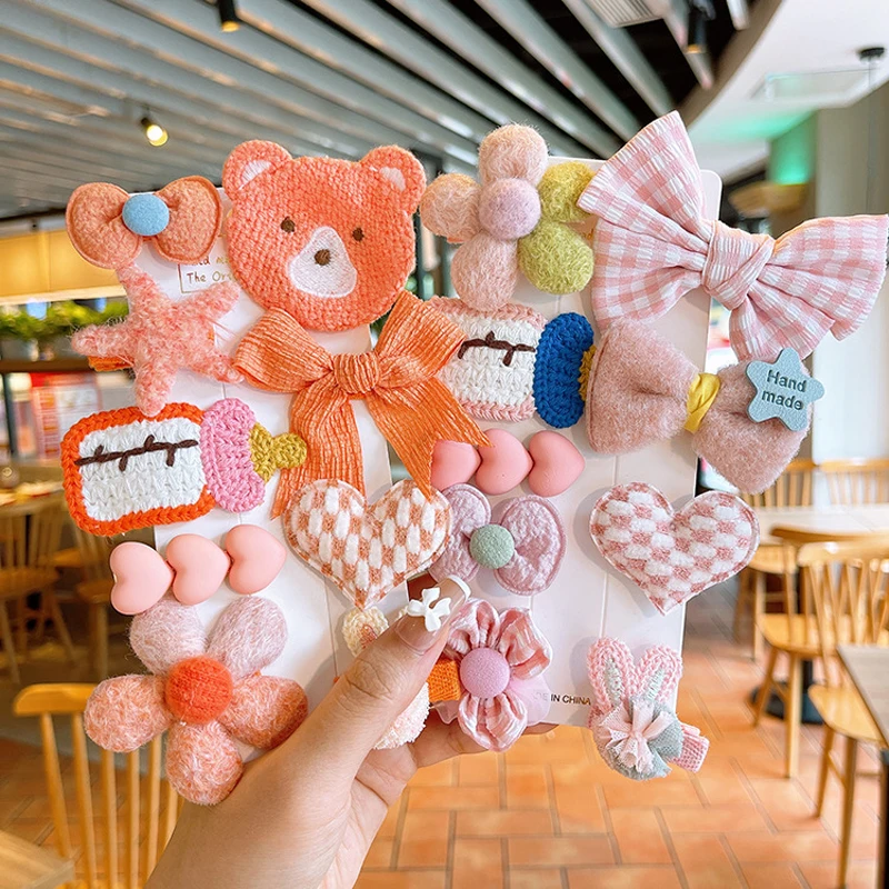 [Набор из 9 предметов] детский набор заколок для волос милый бант девочек заколка