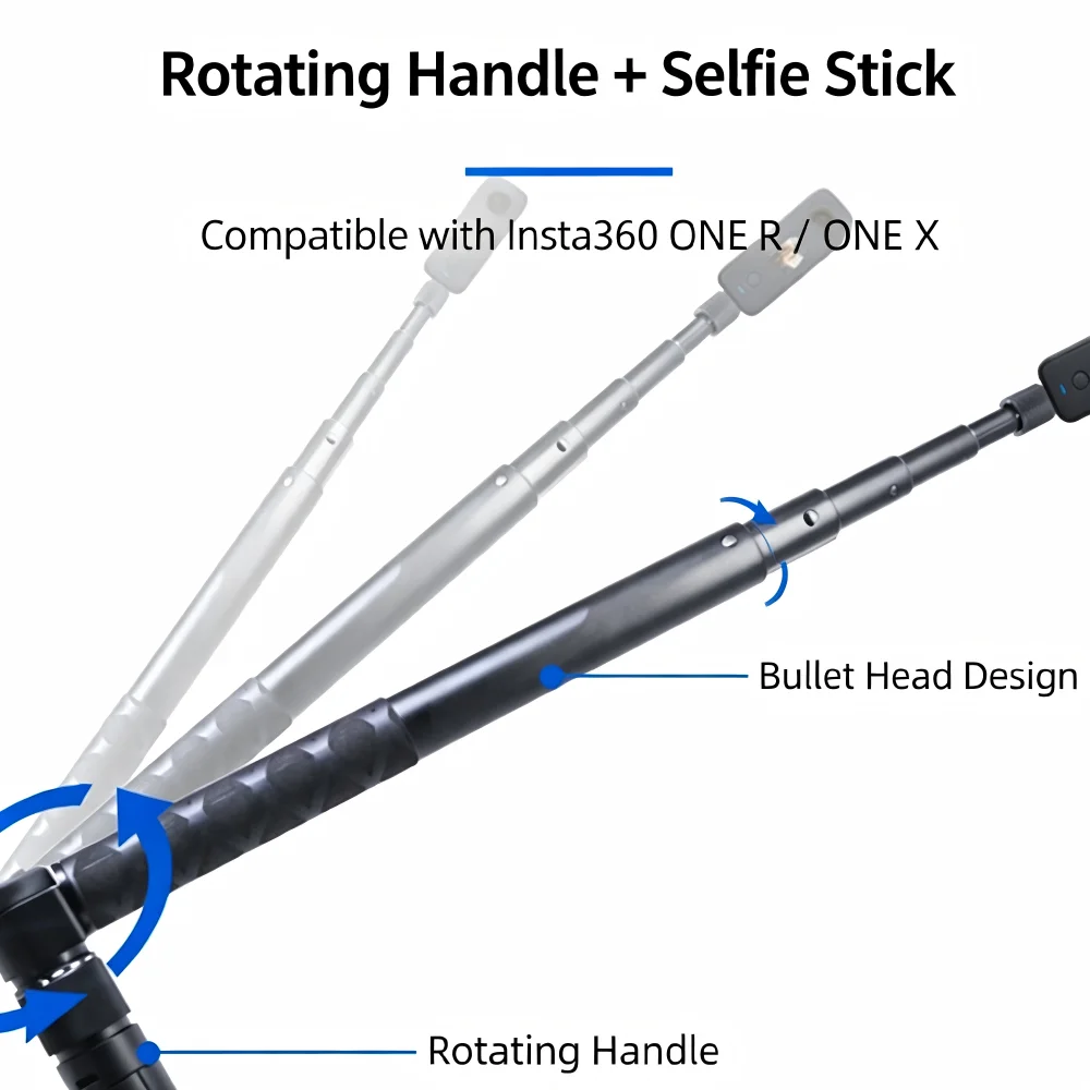 Фото Штатив-монопод для селфи с функцией Bullet Time для панорамных экшн-камер Insta360 X5 X4 Air X3 / DJI Osmo 360, портативная настольная вращающаяся подставка №4